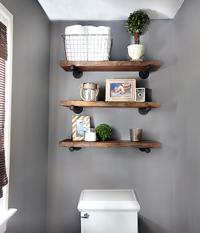 wooden bathroom wall shelves