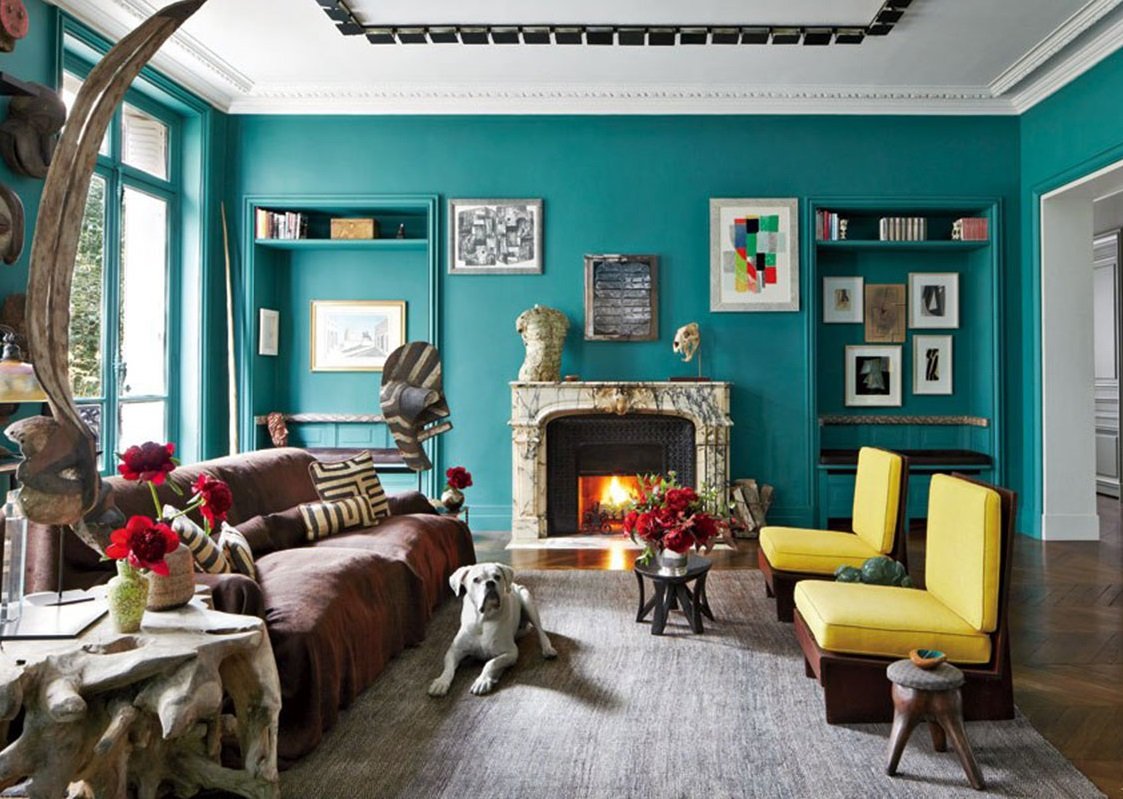 turquoise and brown living room ideas